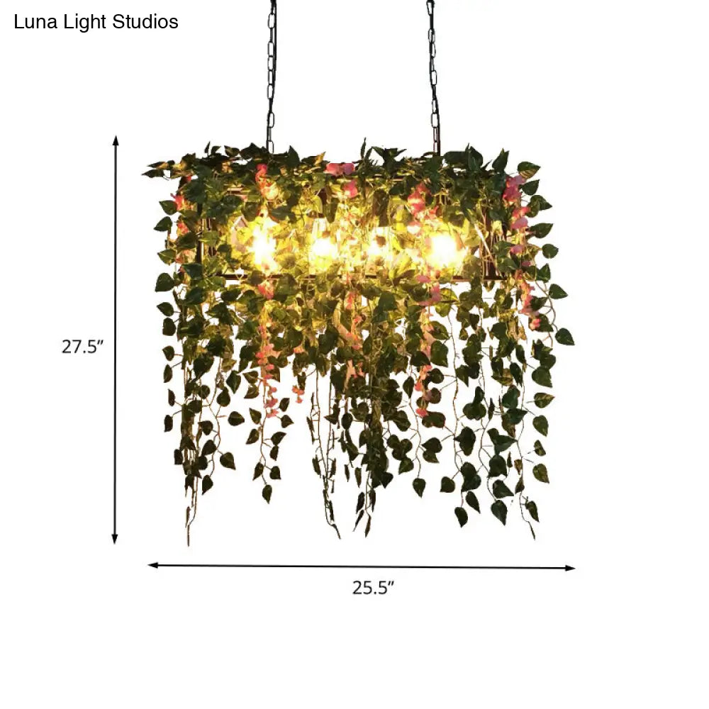 DecorBites™ Retro Metal 4-Head LED Island Ceiling Light with Plant Decor for Restaurants