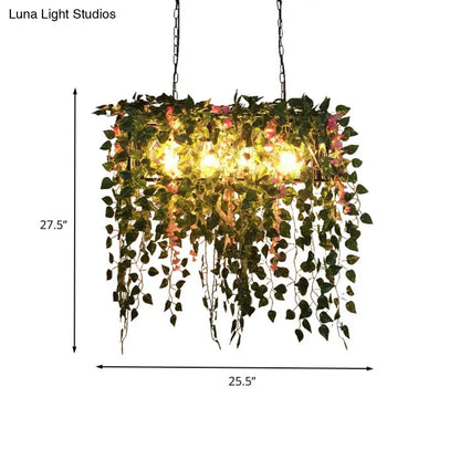 DecorBites™ Retro Metal 4-Head LED Island Ceiling Light with Plant Decor for Restaurants