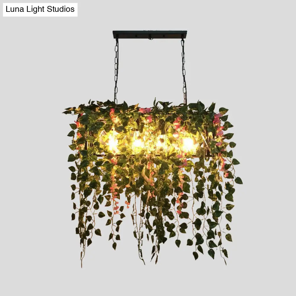 DecorBites™ Retro Metal 4-Head LED Island Ceiling Light with Plant Decor for Restaurants