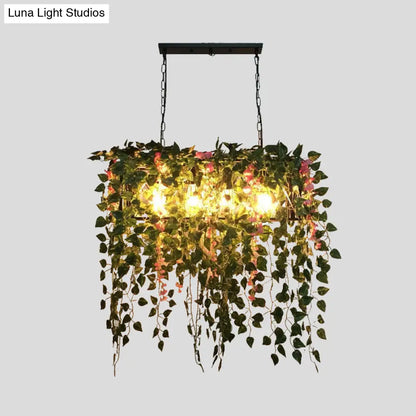 DecorBites™ Retro Metal 4-Head LED Island Ceiling Light with Plant Decor for Restaurants