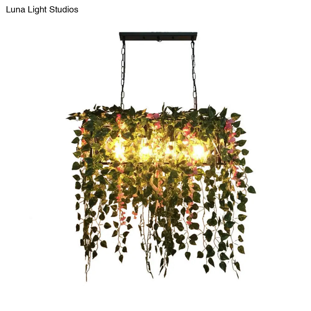 DecorBites™ Retro Metal 4-Head LED Island Ceiling Light with Plant Decor for Restaurants