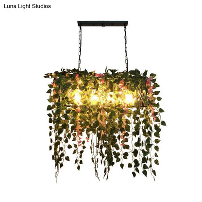 DecorBites™ Retro Metal 4-Head LED Island Ceiling Light with Plant Decor for Restaurants
