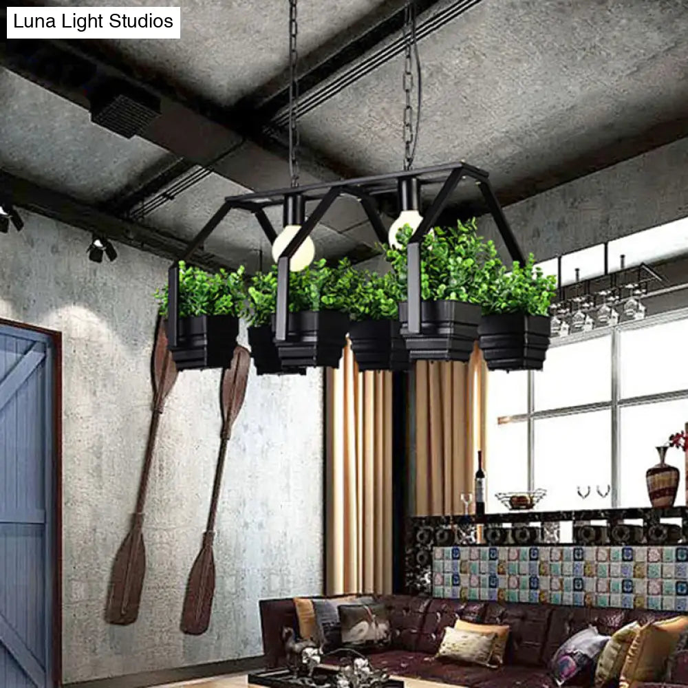 DecorBites™ Retro Metal Island Ceiling Light with Black/White 2 Lights - Perfect for Restaurants