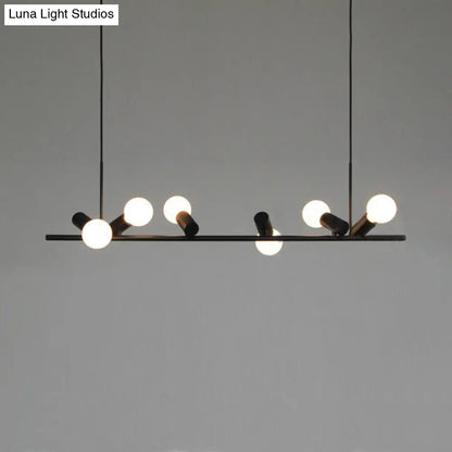 DecorBites™ Retro Metal Island Lamp - Black Hanging Light with Bare Bulb Design, 6/10 Heads for Dining Room in White/Black