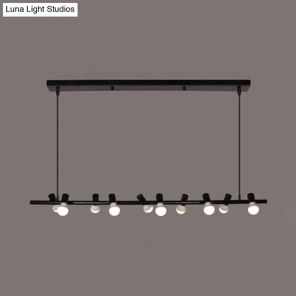 DecorBites™ Retro Metal Island Lamp - Black Hanging Light with Bare Bulb Design, 6/10 Heads for Dining Room in White/Black