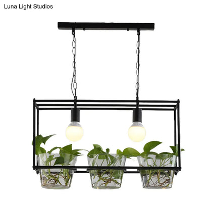 DecorBites™ Retro Metal Rectangle Island Ceiling Light - Black/Gold Dining Room LED Suspension Lamp