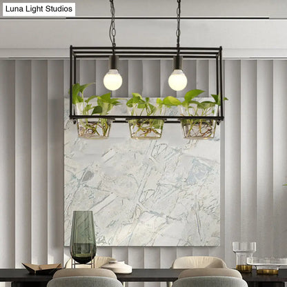 DecorBites™ Retro Metal Rectangle Island Ceiling Light - Black/Gold Dining Room LED Suspension Lamp