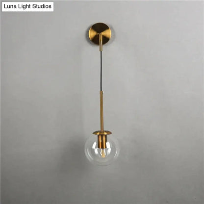 Retro modern glass smoked globe wall lamps for bedroom lighting