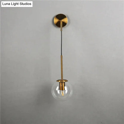 Retro modern glass smoked globe wall lamps for bedroom lighting