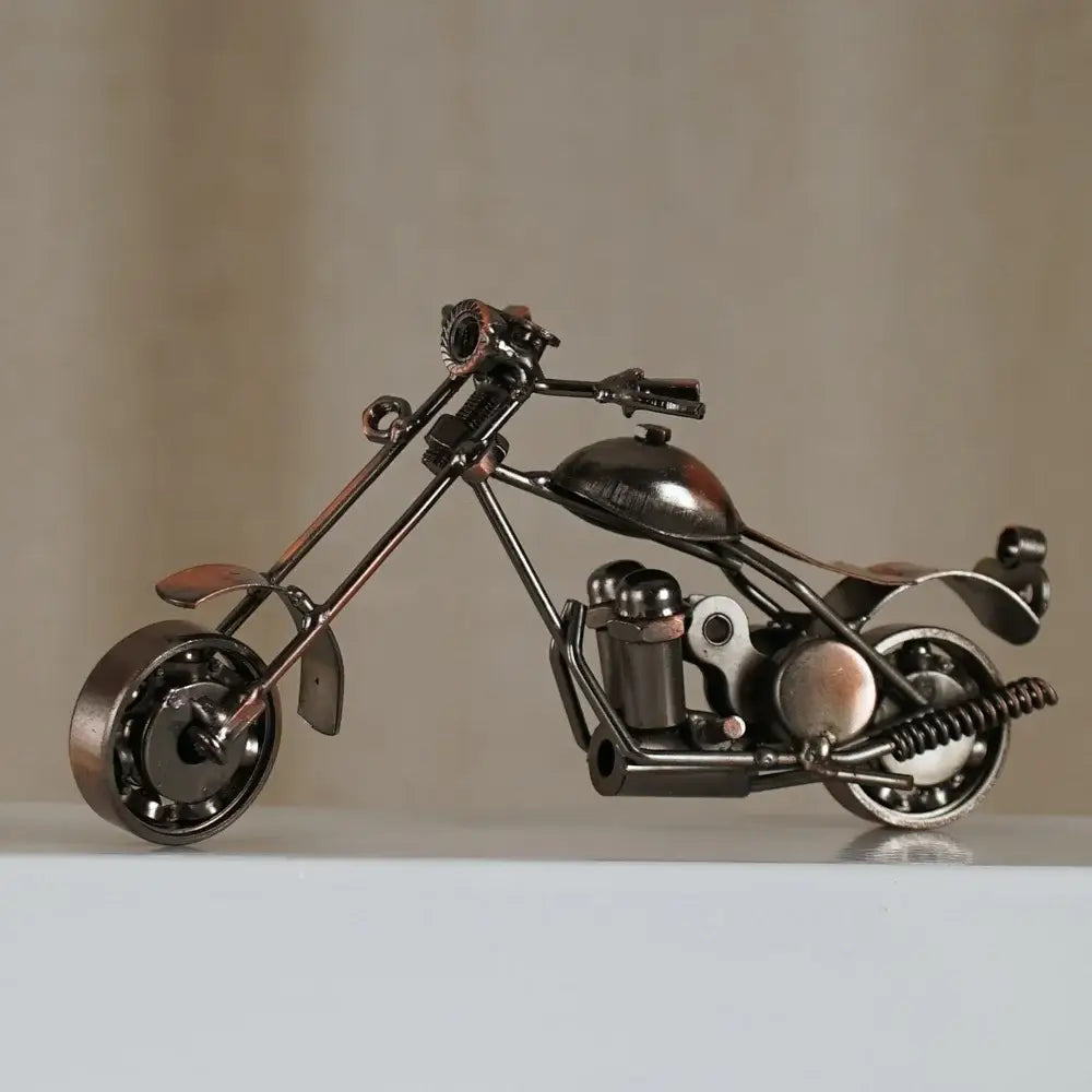 Retro motorcycle model metal figurine – living room decor trio