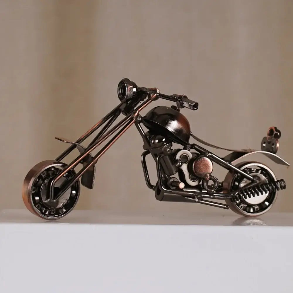 Retro motorcycle model metal figurine – living room decor trio
