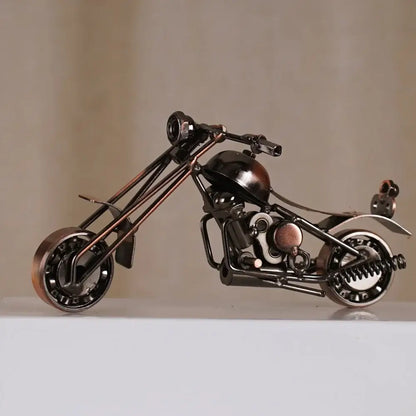 Retro motorcycle model metal figurine – living room decor trio