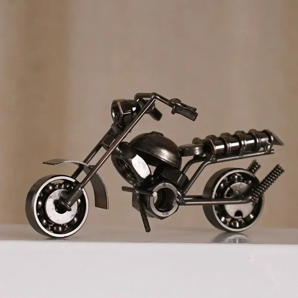 Retro motorcycle model metal figurine – living room decor trio