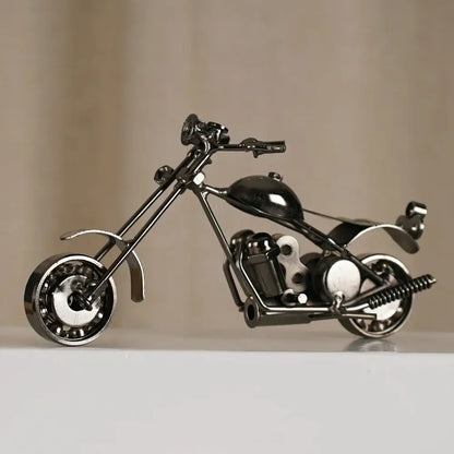 Retro motorcycle model metal figurine – living room decor trio