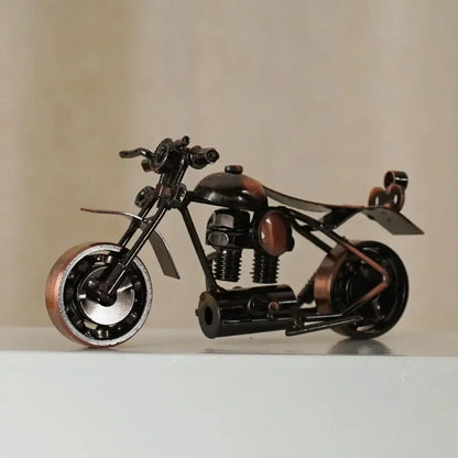 Retro motorcycle model metal figurine – living room decor trio