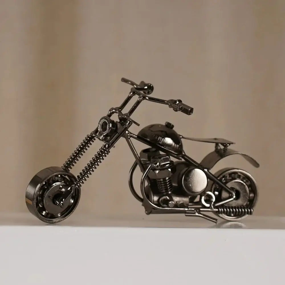 Retro motorcycle model metal figurine – living room decor trio