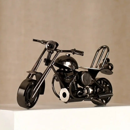 Retro motorcycle model metal figurine – living room decor trio