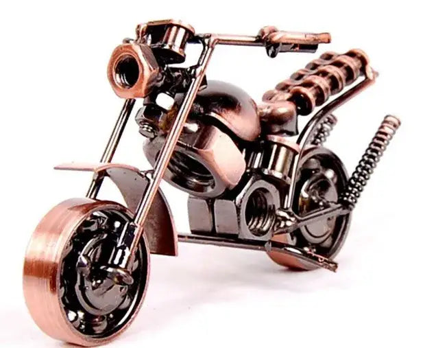 Retro motorcycle model metal figurine – living room decor trio