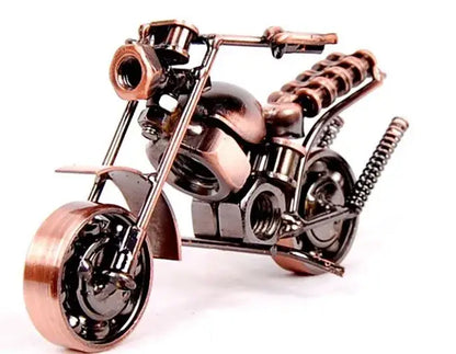 Retro motorcycle model metal figurine – living room decor trio