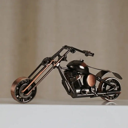 Retro motorcycle model metal figurine – living room decor trio