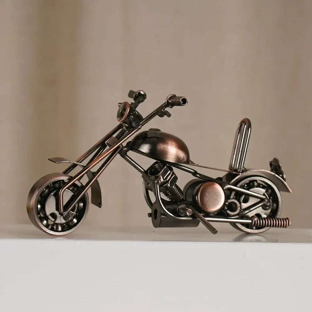 Retro motorcycle model metal figurine – living room decor trio
