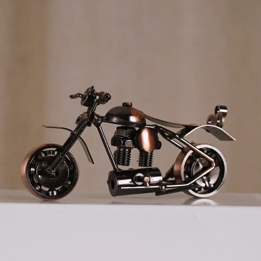 Retro motorcycle model metal figurine – living room decor trio