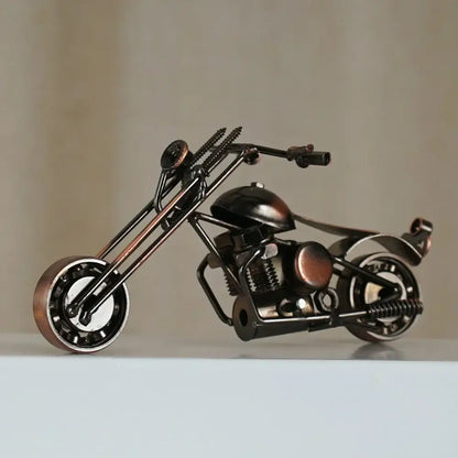 Retro motorcycle model metal figurine – living room decor trio
