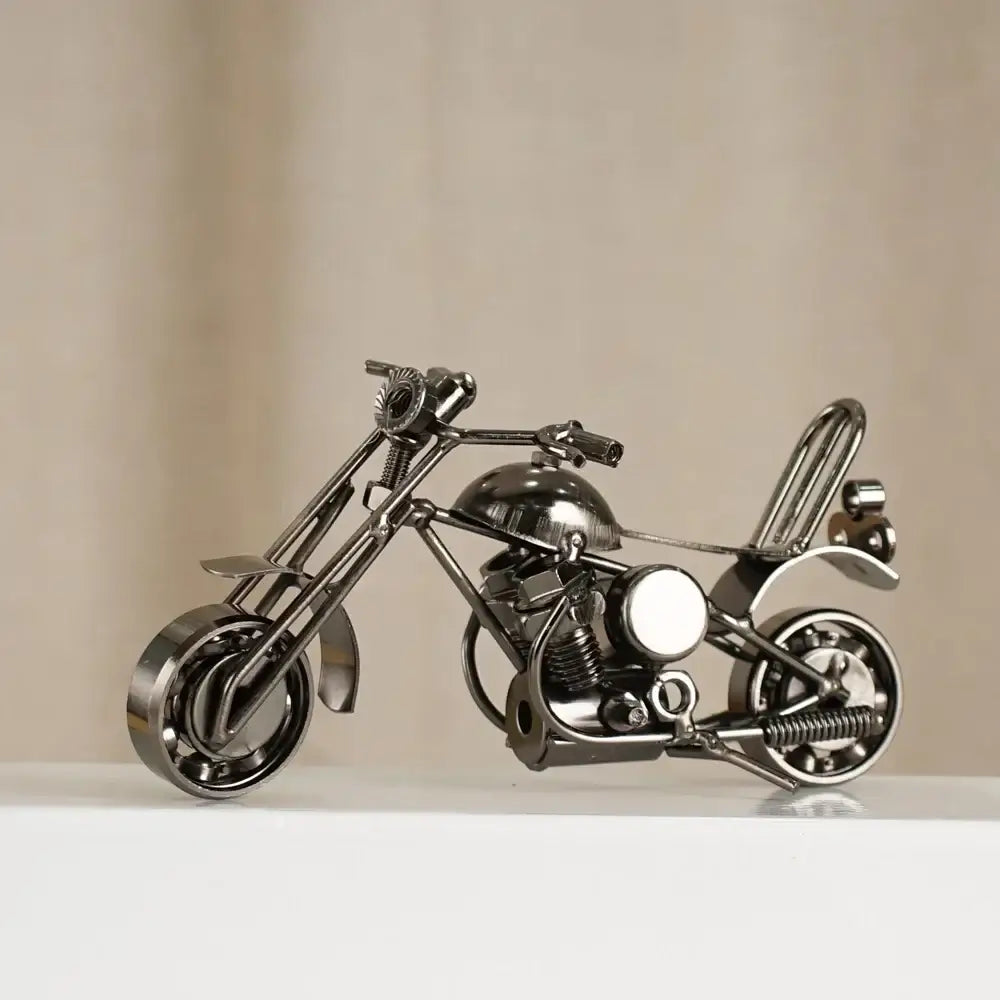 Retro motorcycle model metal figurine – living room decor trio