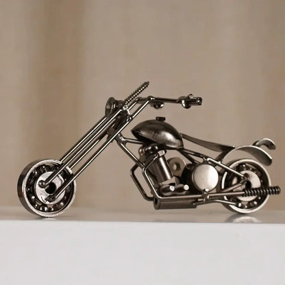 Retro motorcycle model metal figurine – living room decor trio