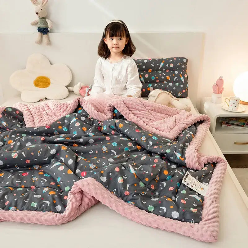 Retro mustard lion cotton floral double quilt bedroom bedding blanket