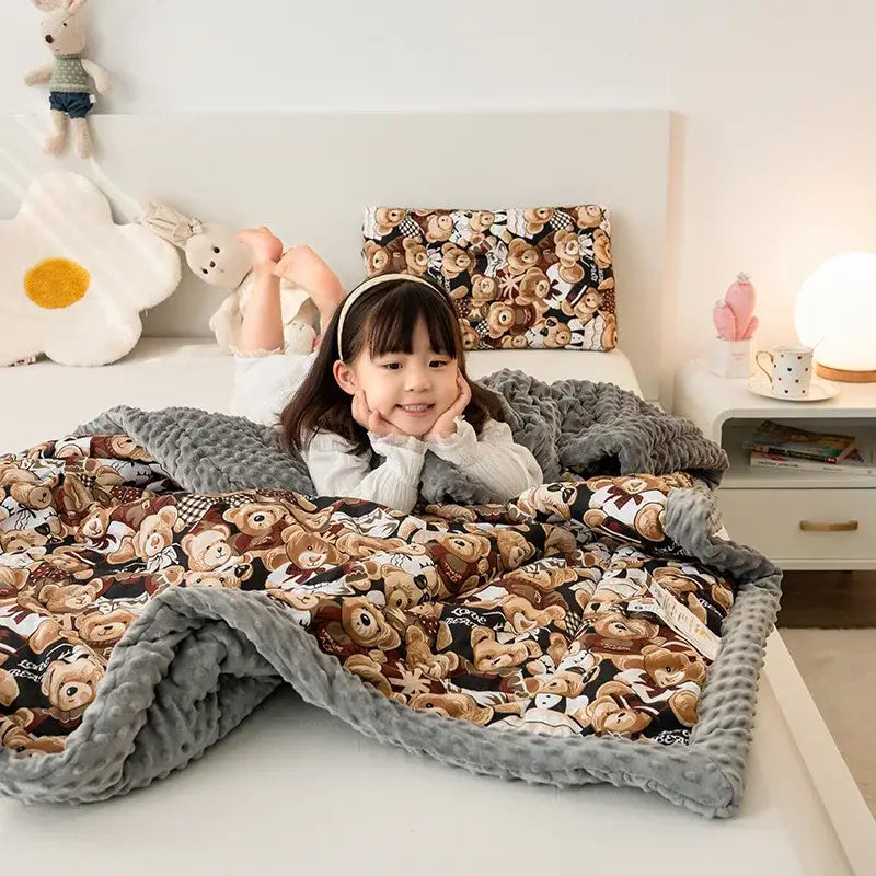 Retro mustard lion cotton floral double quilt bedroom bedding blanket