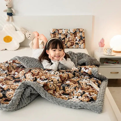 Retro mustard lion cotton floral double quilt bedroom bedding blanket