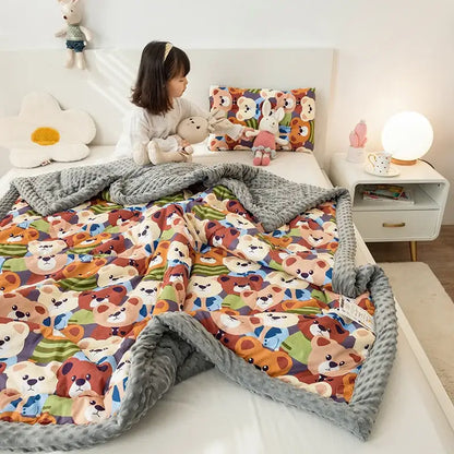 Retro mustard lion cotton floral double quilt bedroom bedding blanket
