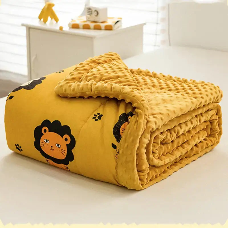 Retro mustard lion cotton floral double quilt bedroom bedding blanket