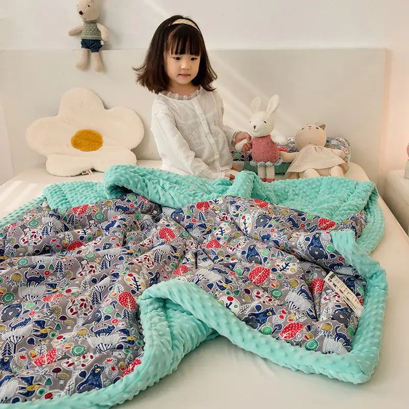 Retro mustard lion cotton floral double quilt bedroom bedding blanket