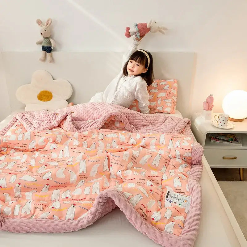 Retro mustard lion cotton floral double quilt bedroom bedding blanket