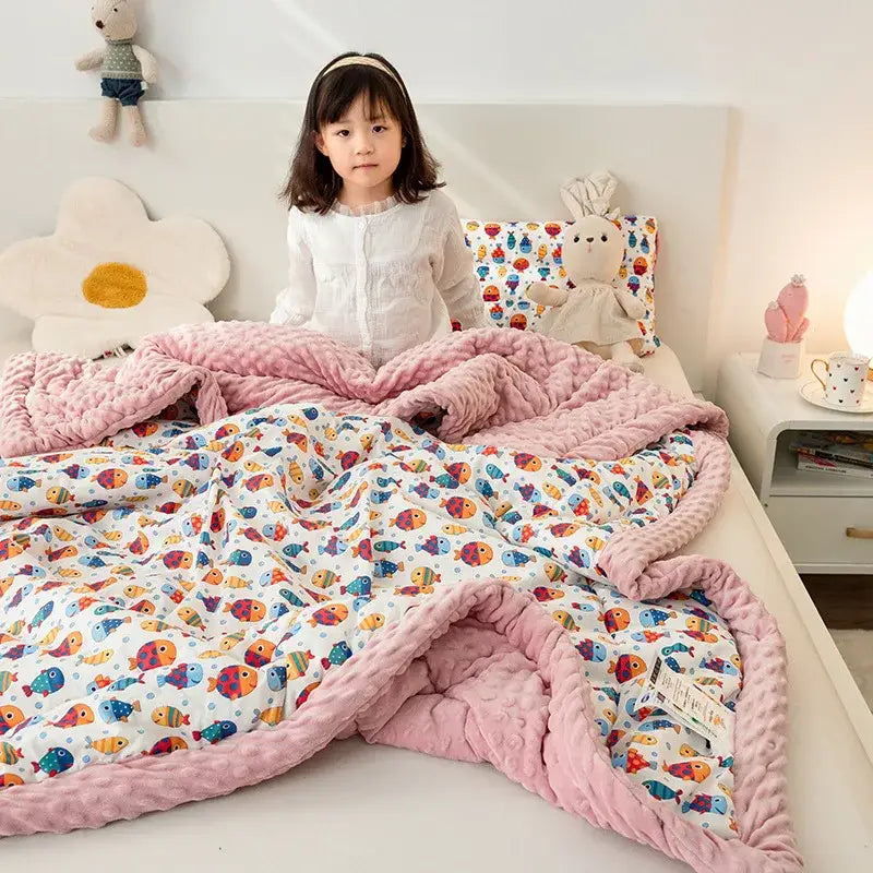 Retro mustard lion cotton floral double quilt bedroom bedding blanket