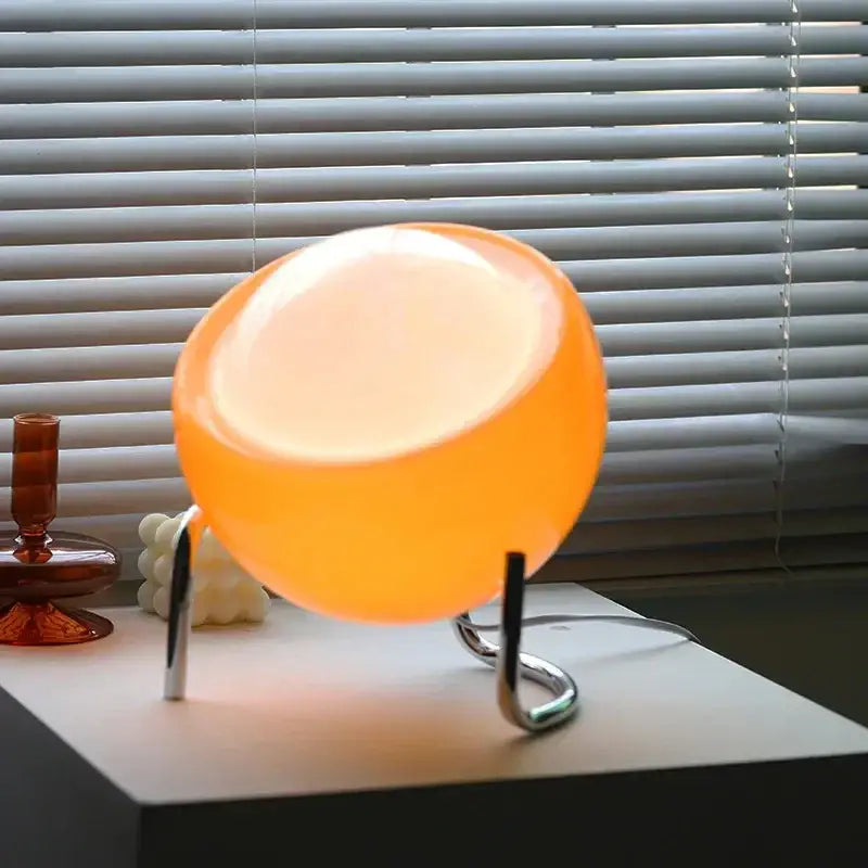 Retro orange glass table lamp bedroom night light