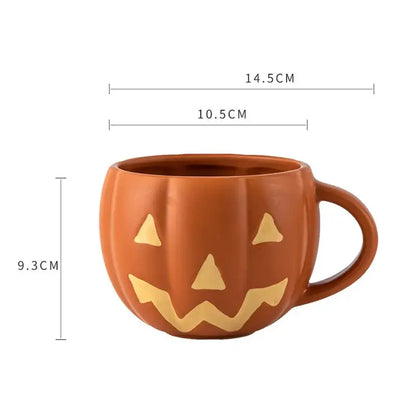 Retro orange pumpkin ceramic mug kitchen cup with enamel handle