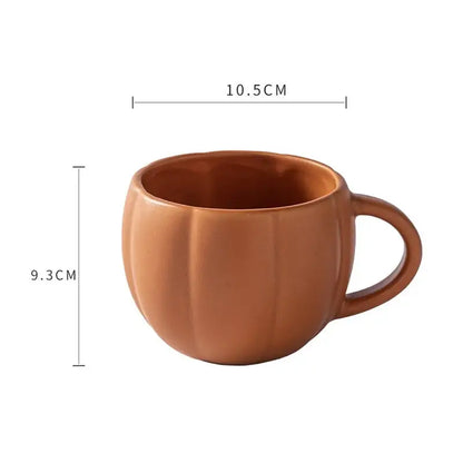 Retro orange pumpkin ceramic mug kitchen cup with enamel handle