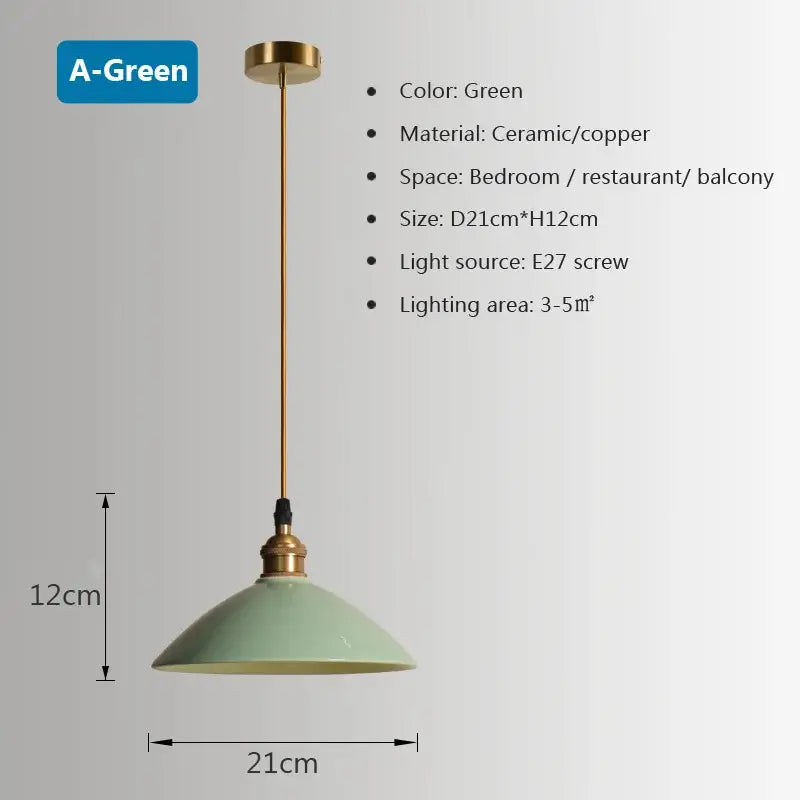 Retro pastel ceramic and brass chandelier light – dining room pendant