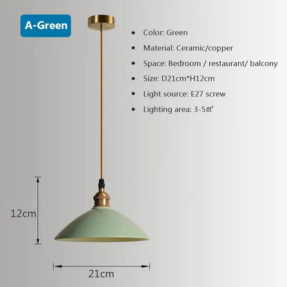 Retro pastel ceramic and brass chandelier light – dining room pendant