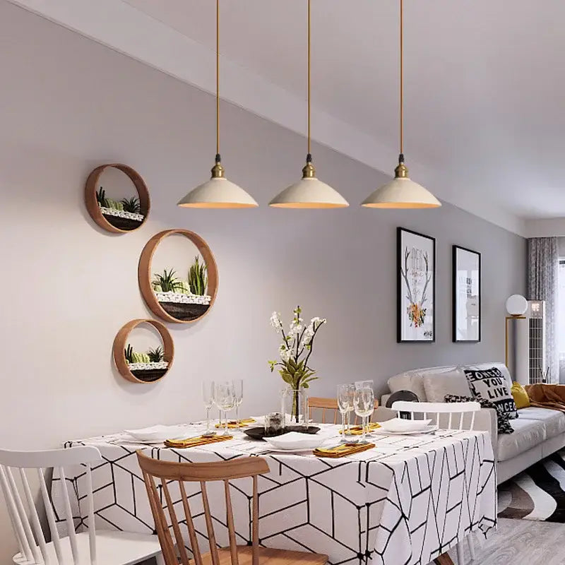 Retro pastel ceramic and brass chandelier light – dining room pendant