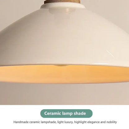 Retro pastel ceramic and brass chandelier light – dining room pendant
