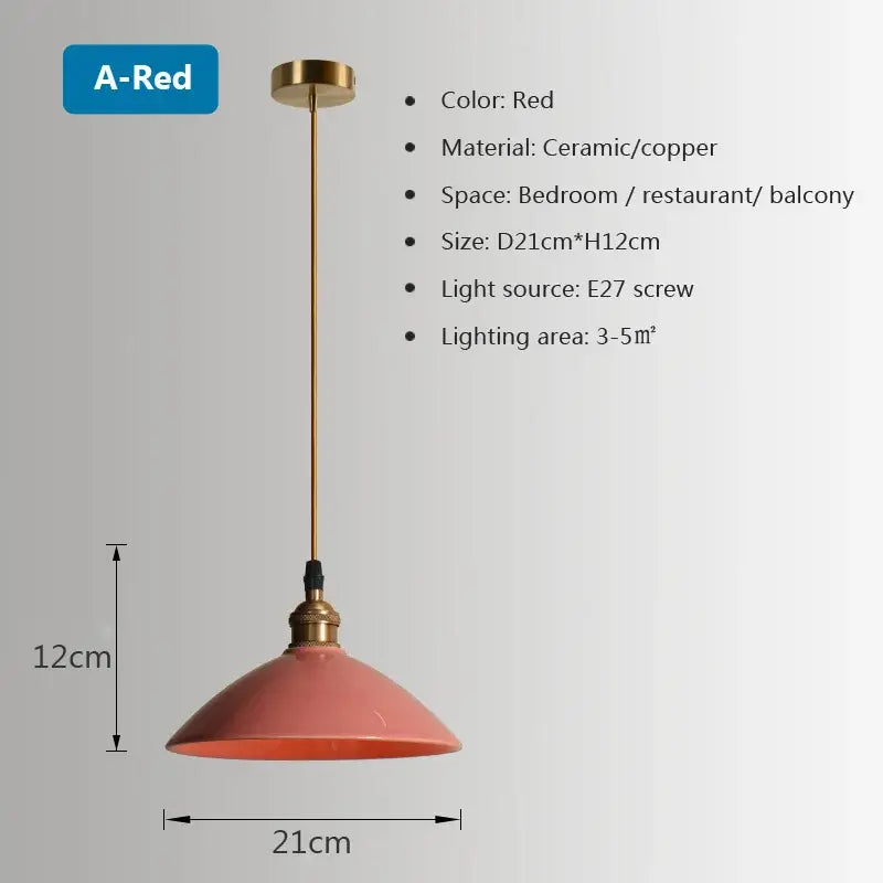 Retro pastel ceramic and brass chandelier light – dining room pendant