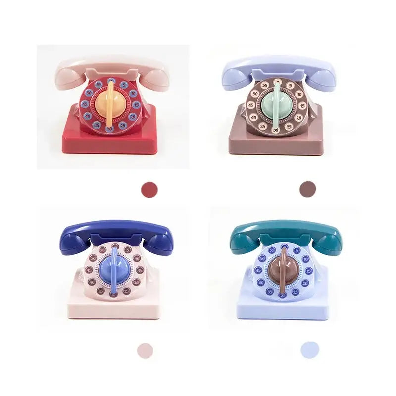 Retro pastel mechanical telephone kitchen timer 60 minute wind up