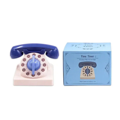 Retro pastel mechanical telephone kitchen timer 60 minute wind up