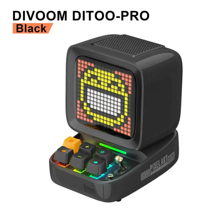 Retro pink pixel art alarm clock speaker – bedroom decor