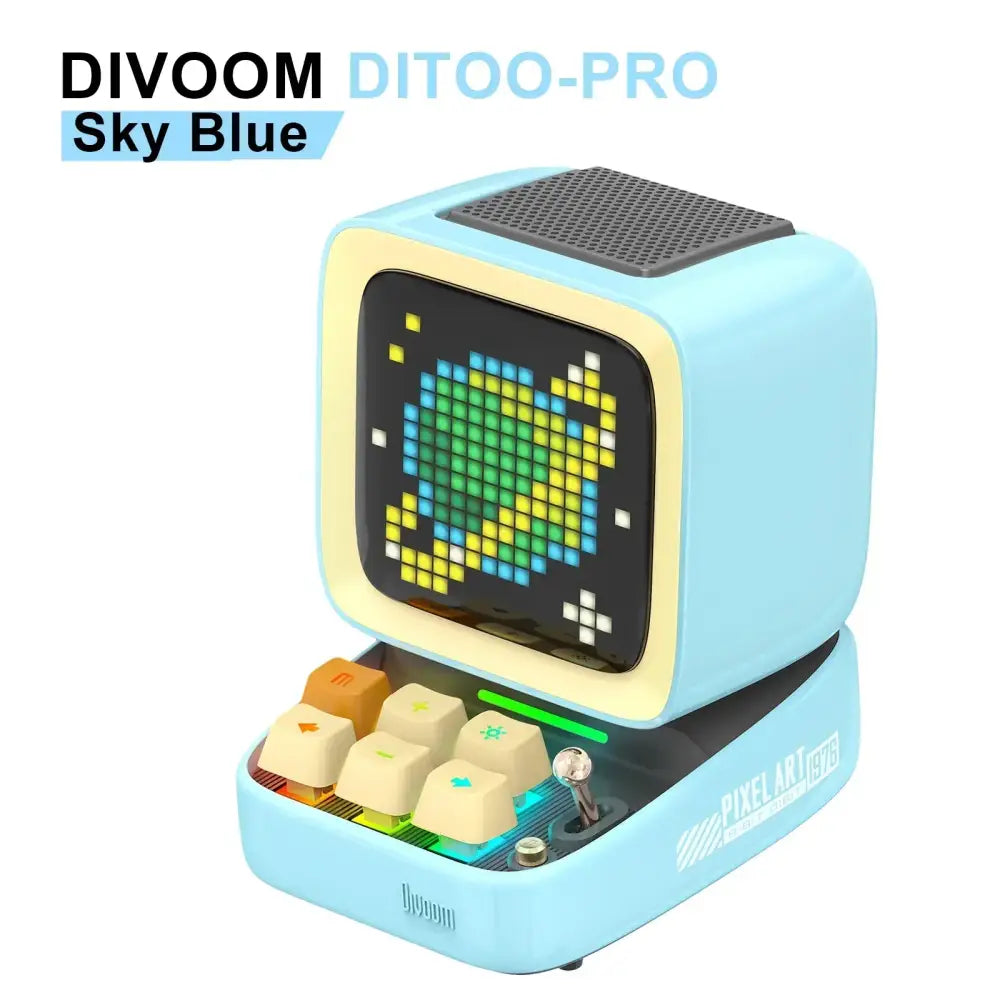 Retro pink pixel art alarm clock speaker – bedroom decor