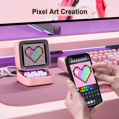 Retro pink pixel art game bluetooth speaker bedroom music box